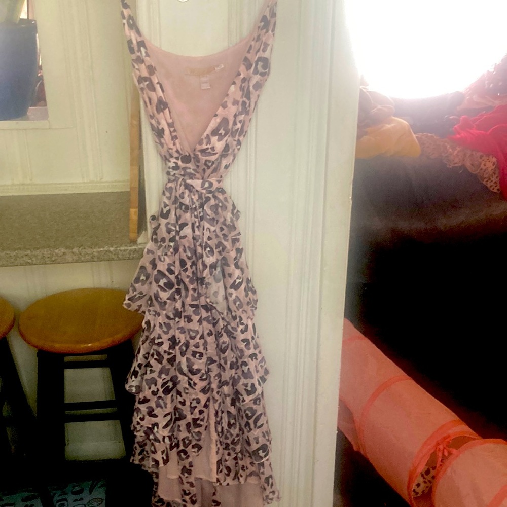 Pink and black leopard print silk dress by Hutch